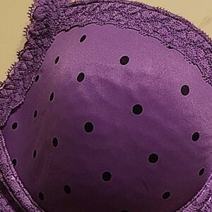 Pink Victoria's Secret Purple & Black Polka Dot Lace Wing Demi Bra 36C